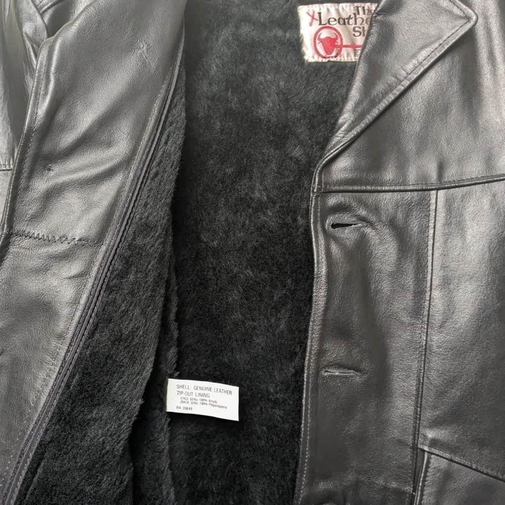Vintage Leather Shop Sears Black Genuine Mens Jacket Coat Removable Lining 38 R